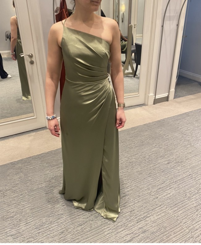 david's bridal charmeuse draped one-shoulder bridesmaid dress DAVID'S BRIDAL CHARMEUSE DRAPED ONE-SHOULDER BRIDESMAID DRESS