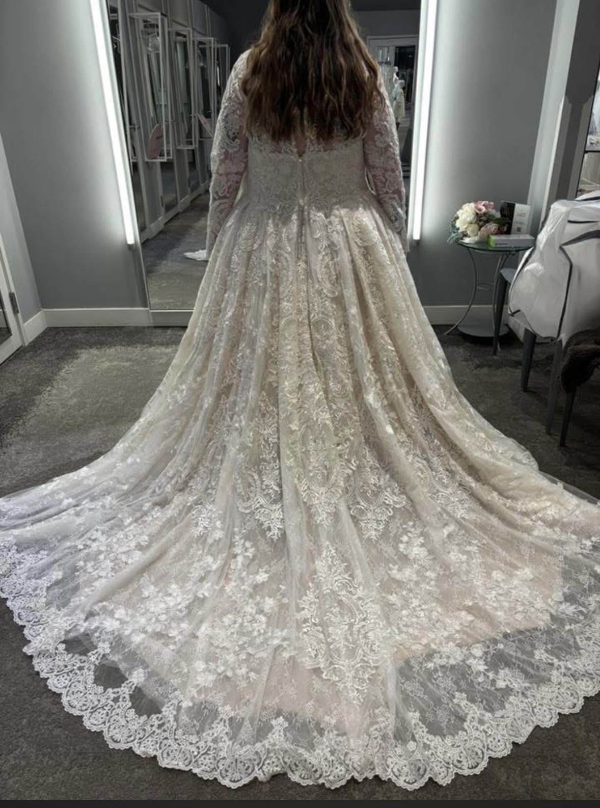 Oleg Cassini, Beaded Lace Wedding Dress with Pleaded Skirt New Wedding Dress  Save 32% - Stillwhite