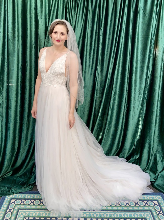 Robe De Soirée JENNY YOO 'Shiloh' - Sans Bretelles, En Soie Mousseline - Taille 10 - Gris Ardoise - Neuve Avec étiquettes