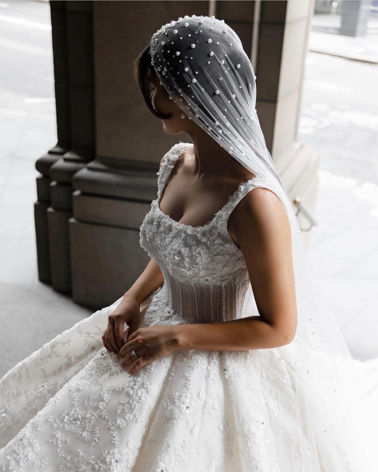Mermaid Swarovski Dress with Veil  Swarovski dress, Wedding dresses  corset, Ball gowns wedding