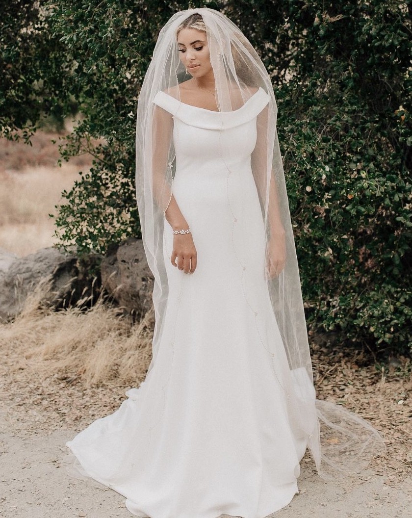 white off the shoulder mermaid dress