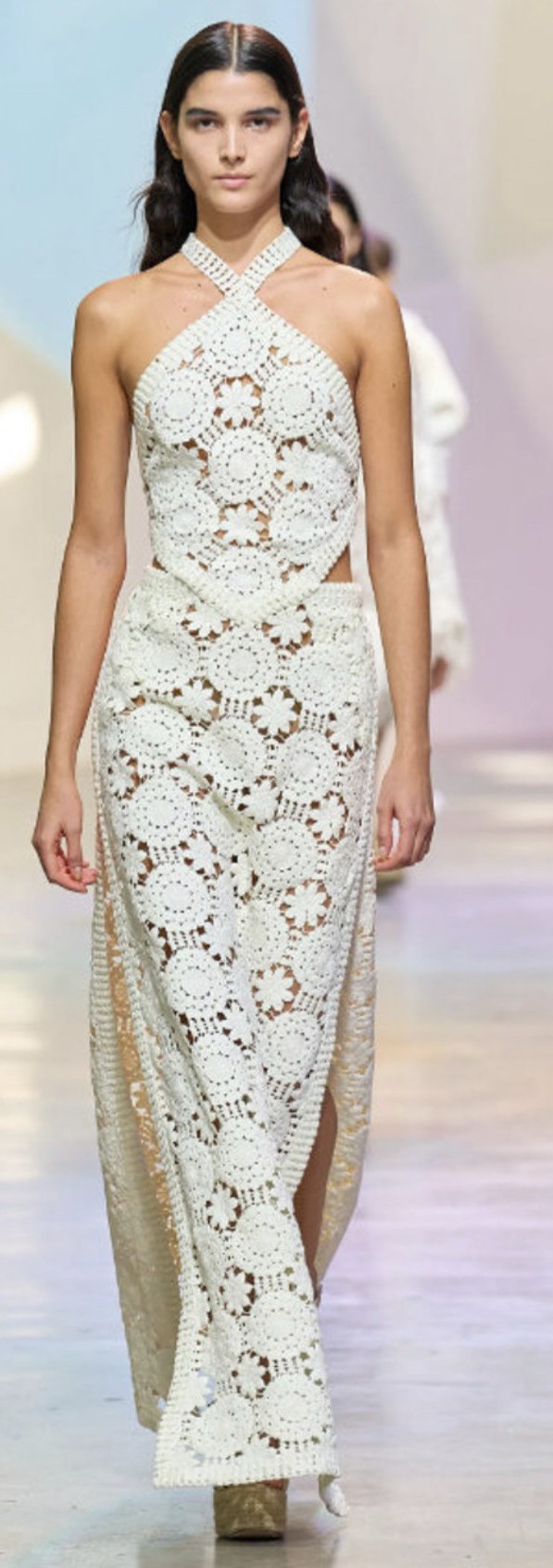 chinese dress ladies Cut-Out Crochet Maxi Dress, White / L main image 0