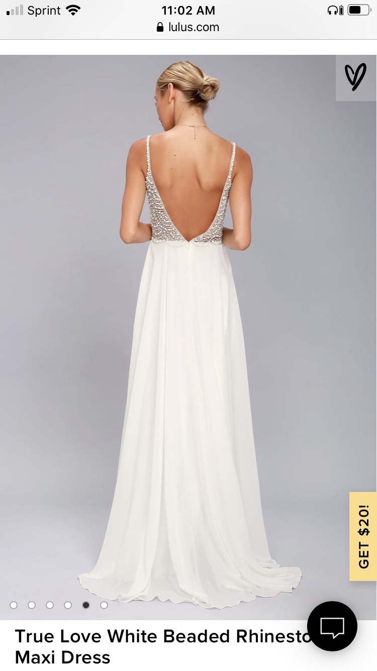true love white beaded rhinestone maxi dress