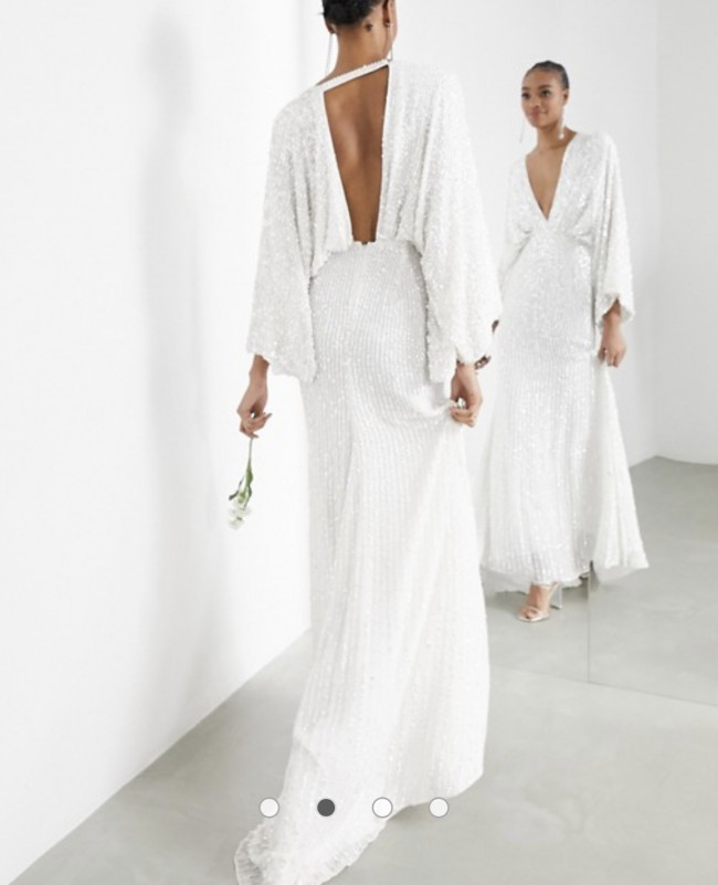 ASOS Bridal Ciara sequin kimono white wedding dress Sample