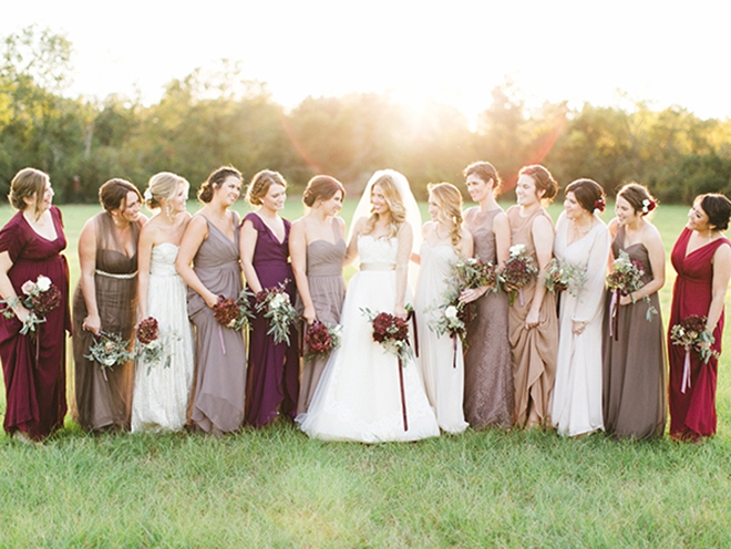 Jewel toned mismatched bridesmaids Jewel toned mismatched bridesmaids