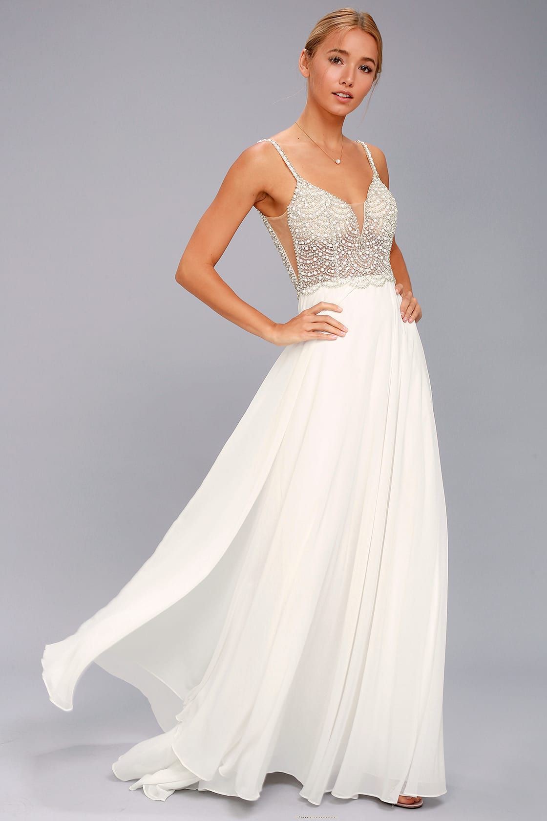 Lulus beaded wedding dress best sale