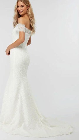 Monsoon Sophie Lace Bardot Maxi Wedding Dress Ivory
