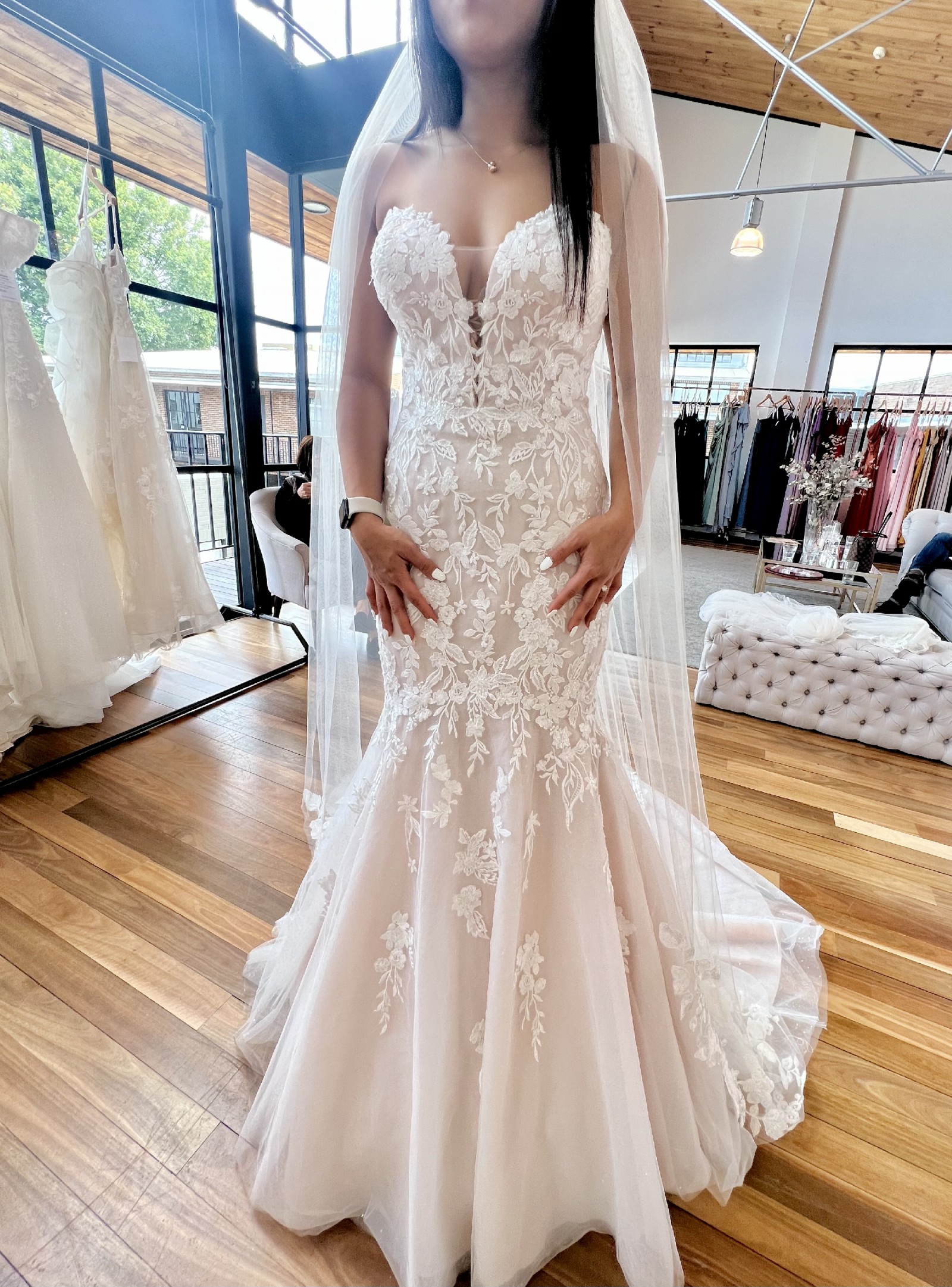 Oleg cassini outlet blush wedding dress