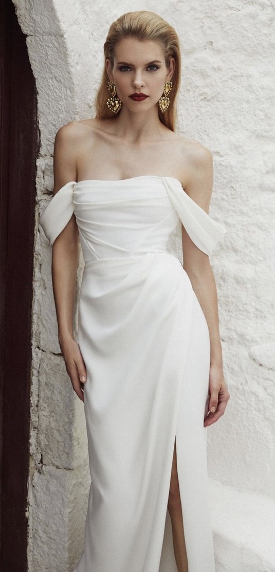 sarah seven off the shoulder dress Sarah Seven, Quincy Used Wedding Dress Save 73%