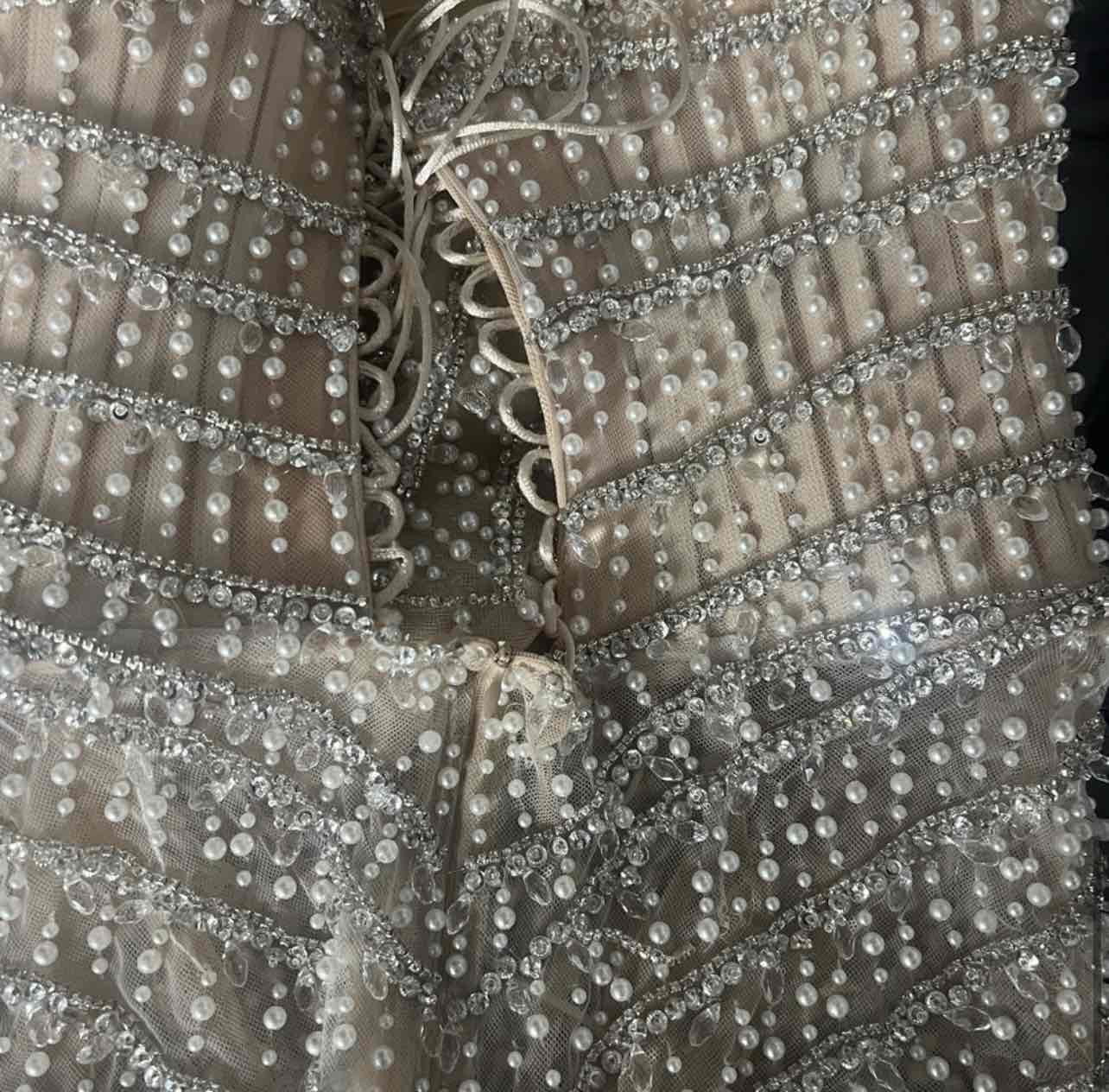 albina dyla corset silver short dress Albina Dyla Wild Corset Short Dress Silver/Nude Size 6