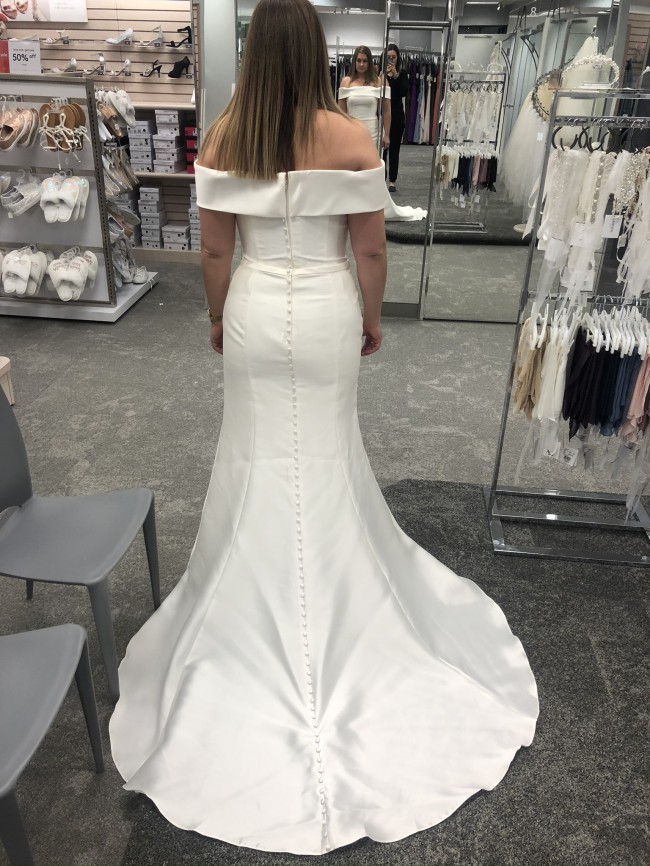 Davids Bridal Off Shoulder Mikado Wg3880 Ivory New Wedding Dress Save 