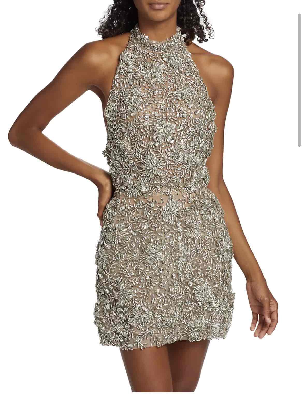 Oscar de la Renta Crystal Embellished Halter Dress Wedding Dress