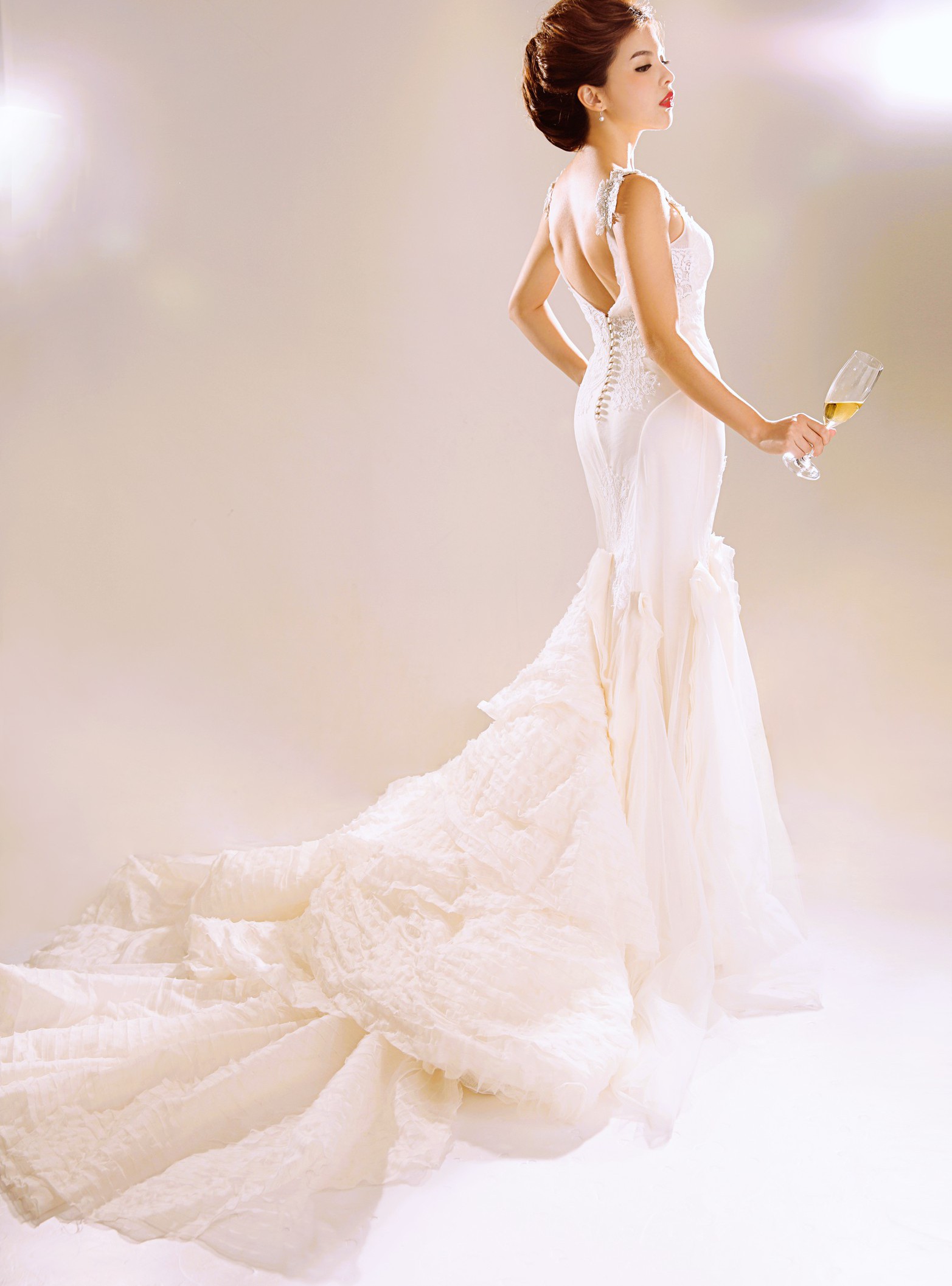 slim fit dress slacks Fit Flare Sweetheart Princess Wedding Dress with Lantern Sleeve – Rosymae main image 1