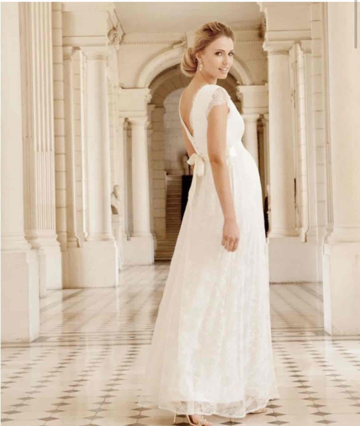 Seraphine Maternity, Long Lace V Neck Maternity Bridal Gown Wedding Dress  Save 87% - Stillwhite