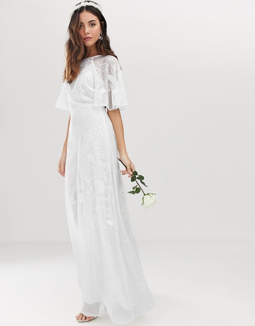 ASOS Bridal, Mia Embroidered Flutter Sleeve Wedding Dress New Wedding Dress  Save 33% - Stillwhite