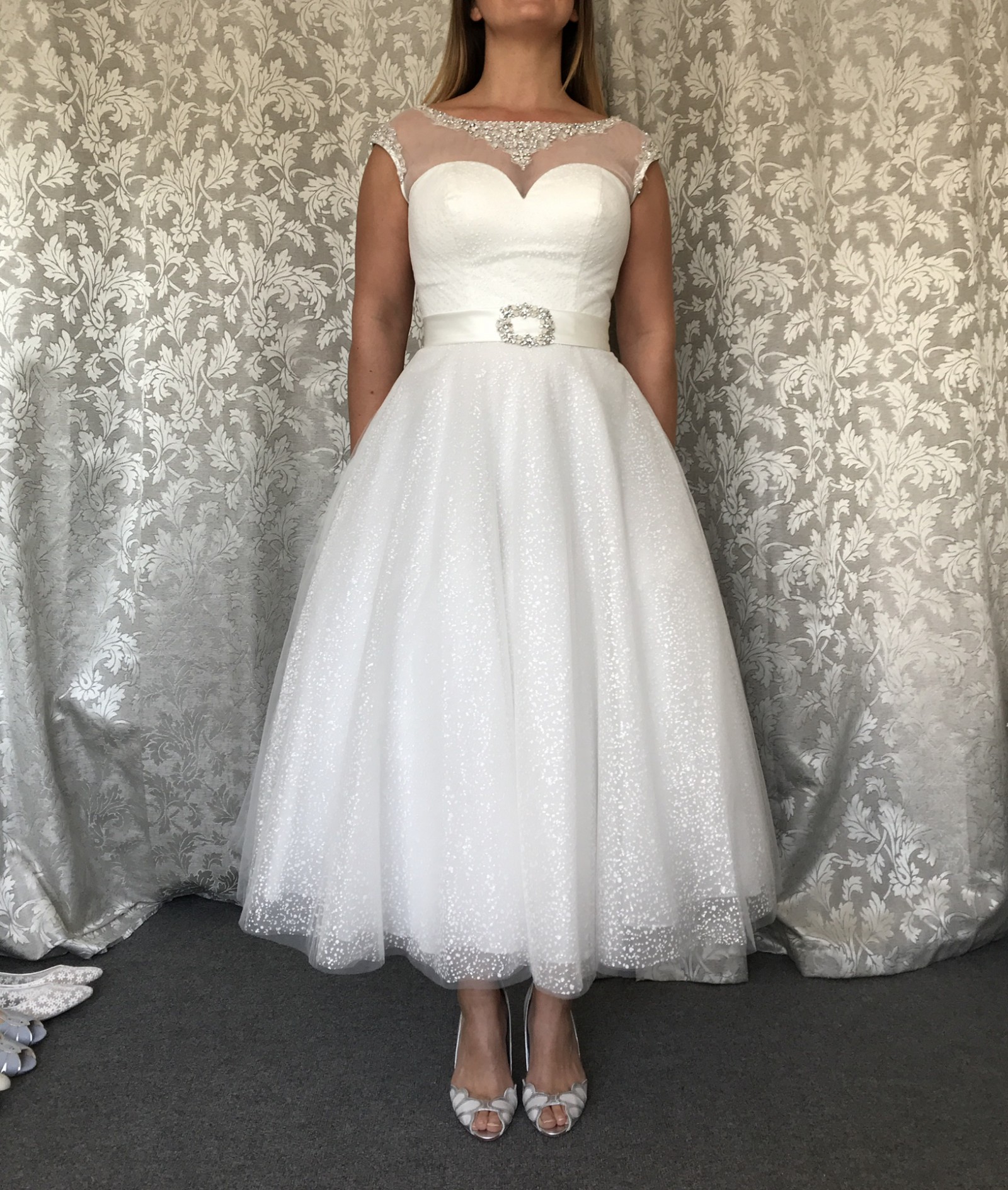 plus size ankle length wedding dresses Tea Length Plus Size Lace Wedding Dress Elise