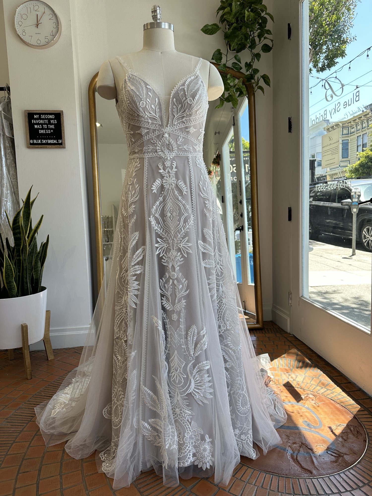 blue sky wedding dress Sky Blue Rustic Wedding Dress Beach Wedding Gown with Split WD289 US14 / Sky Blue
