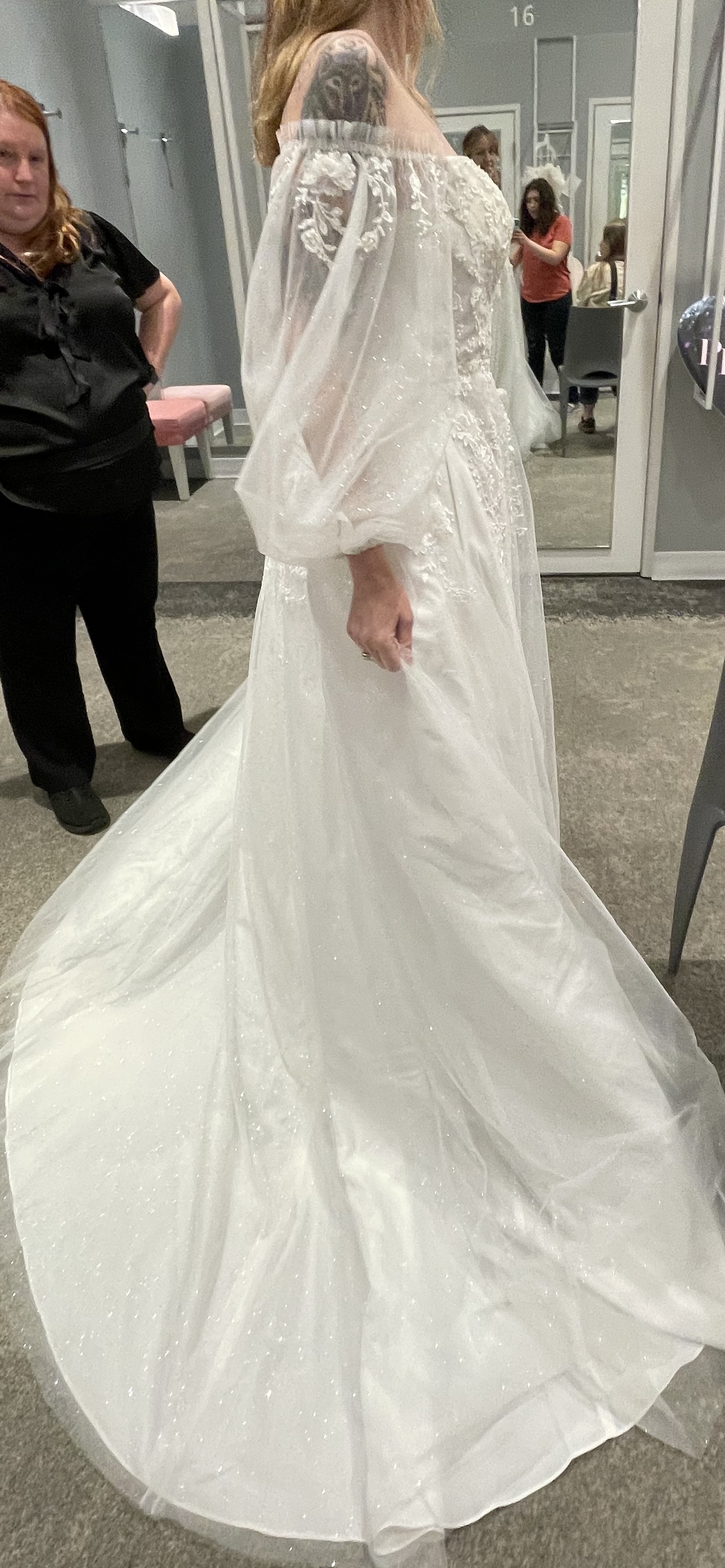 Melissa Sweet, Plunge Neckline Billow Sleeve Wedding Dress New Wedding Dress Save 50% - Stillwhite Melissa Sweet, Plunge Neckline Billow Sleeve Wedding Dress New Wedding Dress Save 50% - Stillwhite