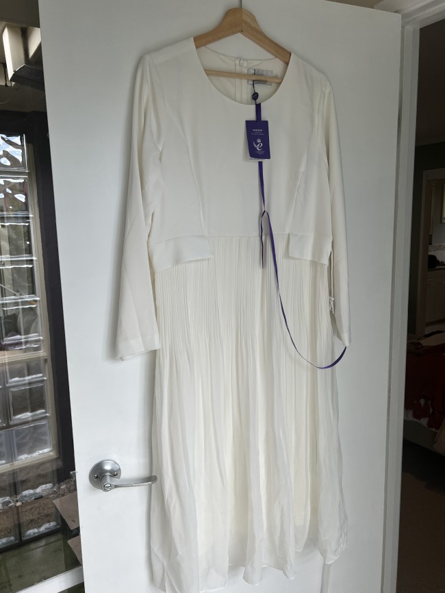 Seraphine Maternity Ivory Pleated Maternity Midi Dress New Wedding