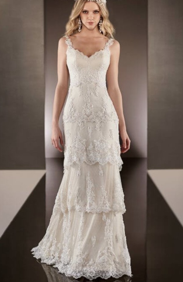 Wedding Tiered Lace Gown Martina Liana, Vintage Style Lace
