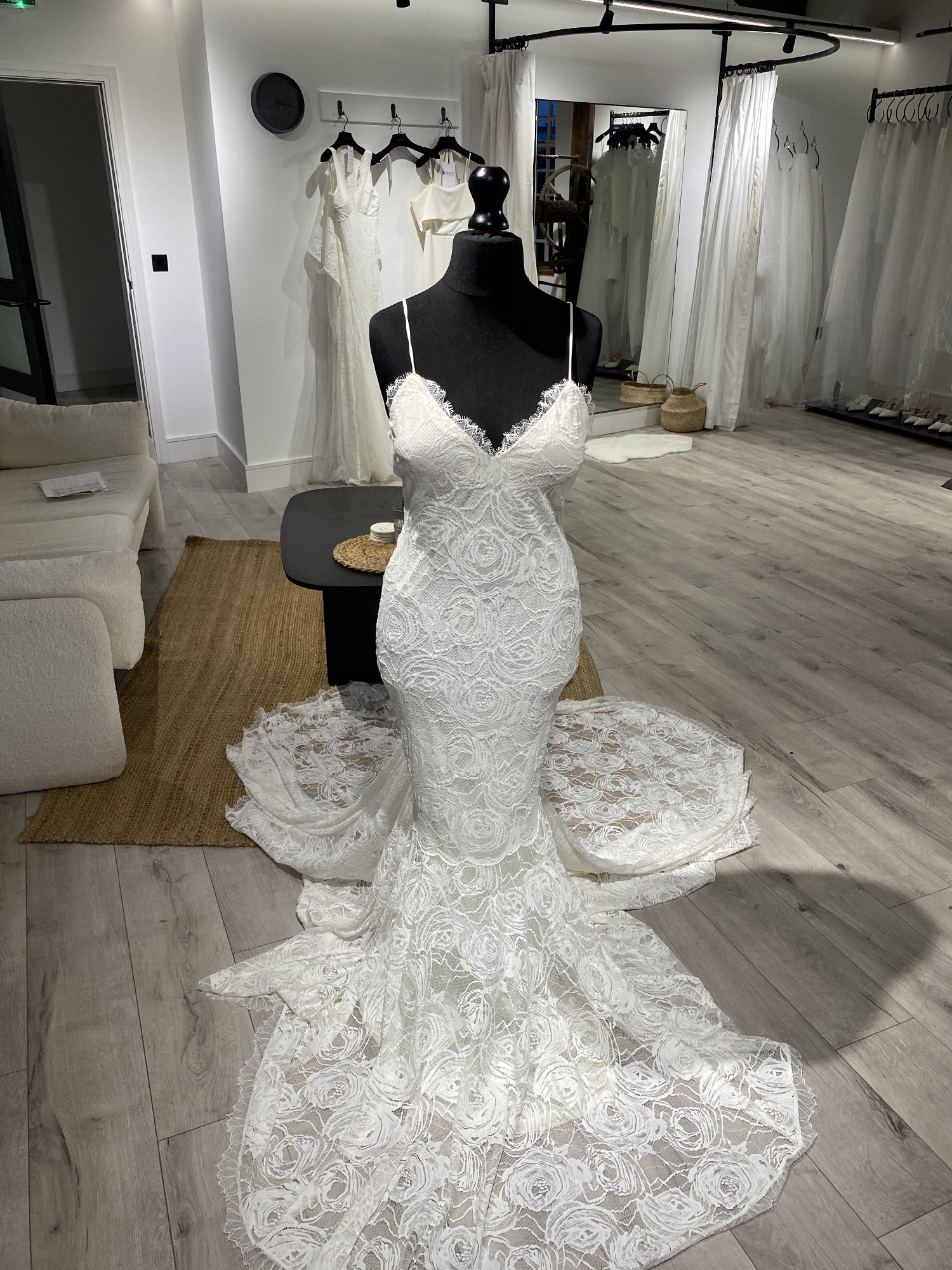 lace dress ivory Ivory Tulle A-line Wedding Dress - Open Back Floral Lace Wedding Dress - Long Sleeve Wedding Gown Plus Size main image 1