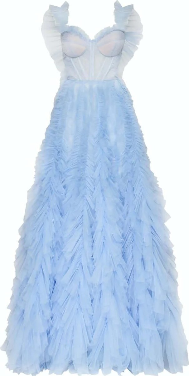 Photoshoot gown tulle dress Blue tulle dress White tulle dress Tulle –  vivymakudress