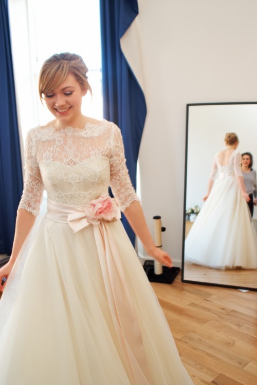 navy blue dress for baby girl 30 Off The Shoulder Wedding Dresses: The Bardot Neckline main image 0