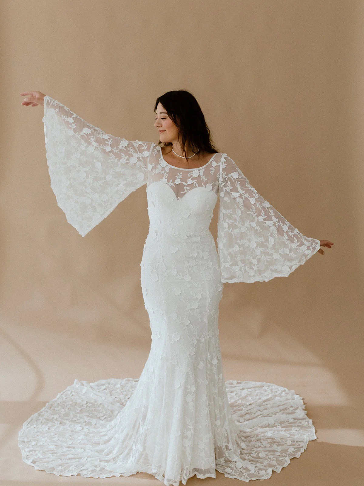 Samantha Lace Bell Sleeve Wedding Dress