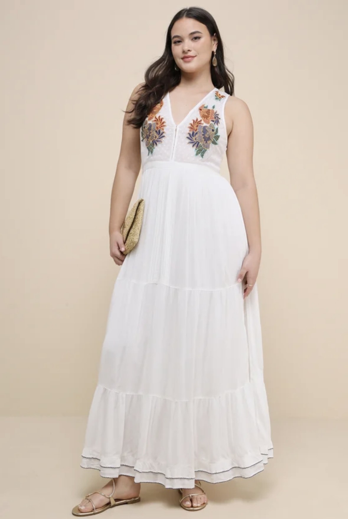 isabel embroidered midi dress Women's White Embroidered Maxi Skirt