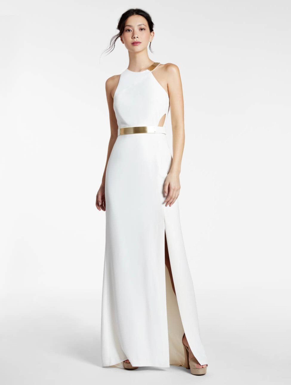 halston heritage white dress