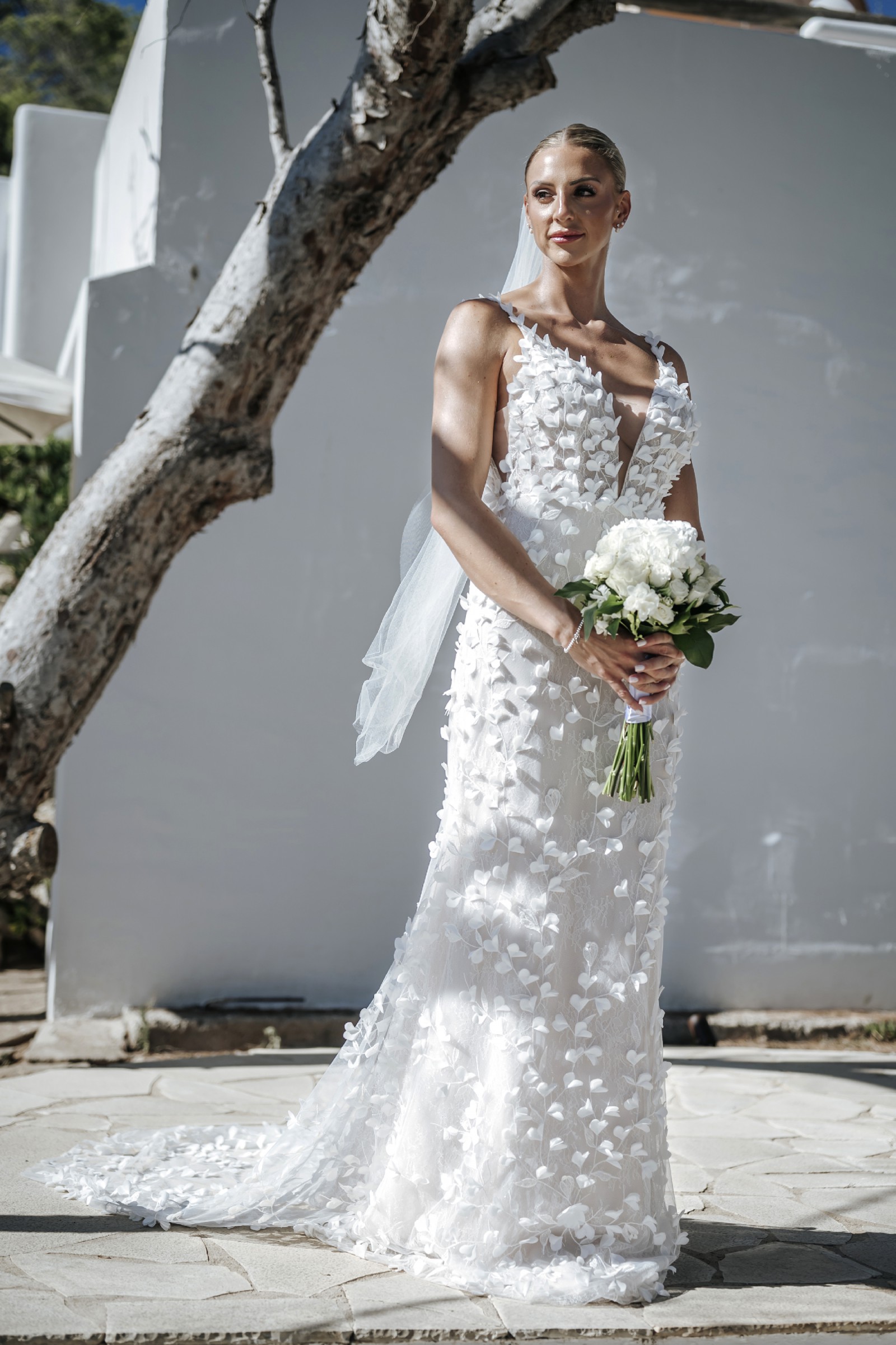 fitted lace wedding dress with straps Ladivine CD866 Dress main image 1