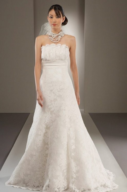 Lace Crumb Catcher Wedding Dress