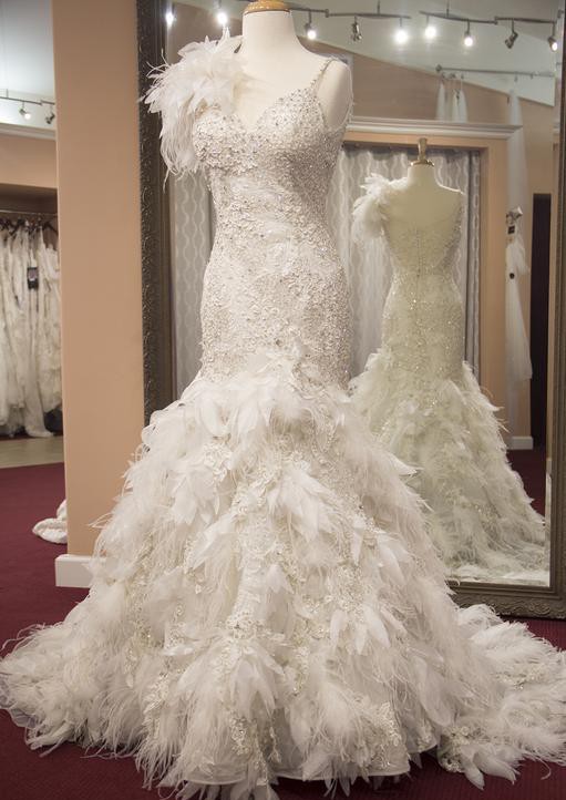 Stephen Yearick, Breathtaking Feather Gown Used Wedding Dress Save