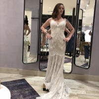 cascading lace gown