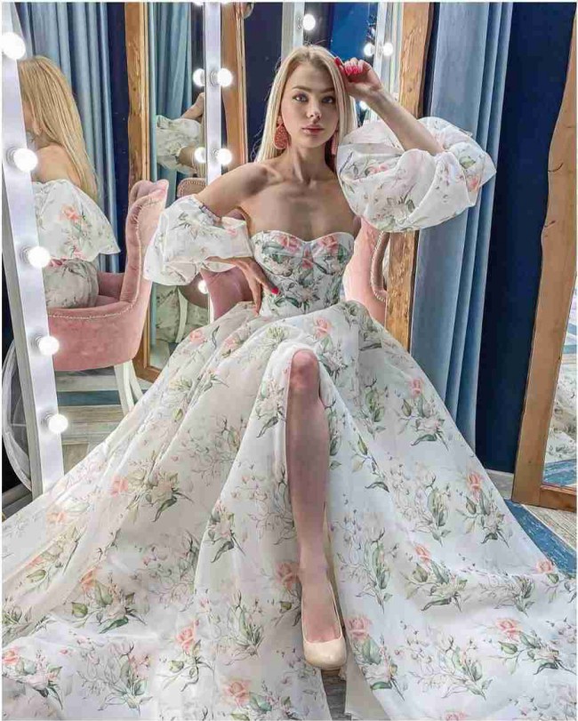 Yaroslavska Dresses Bustier corset floral organza bridal gown