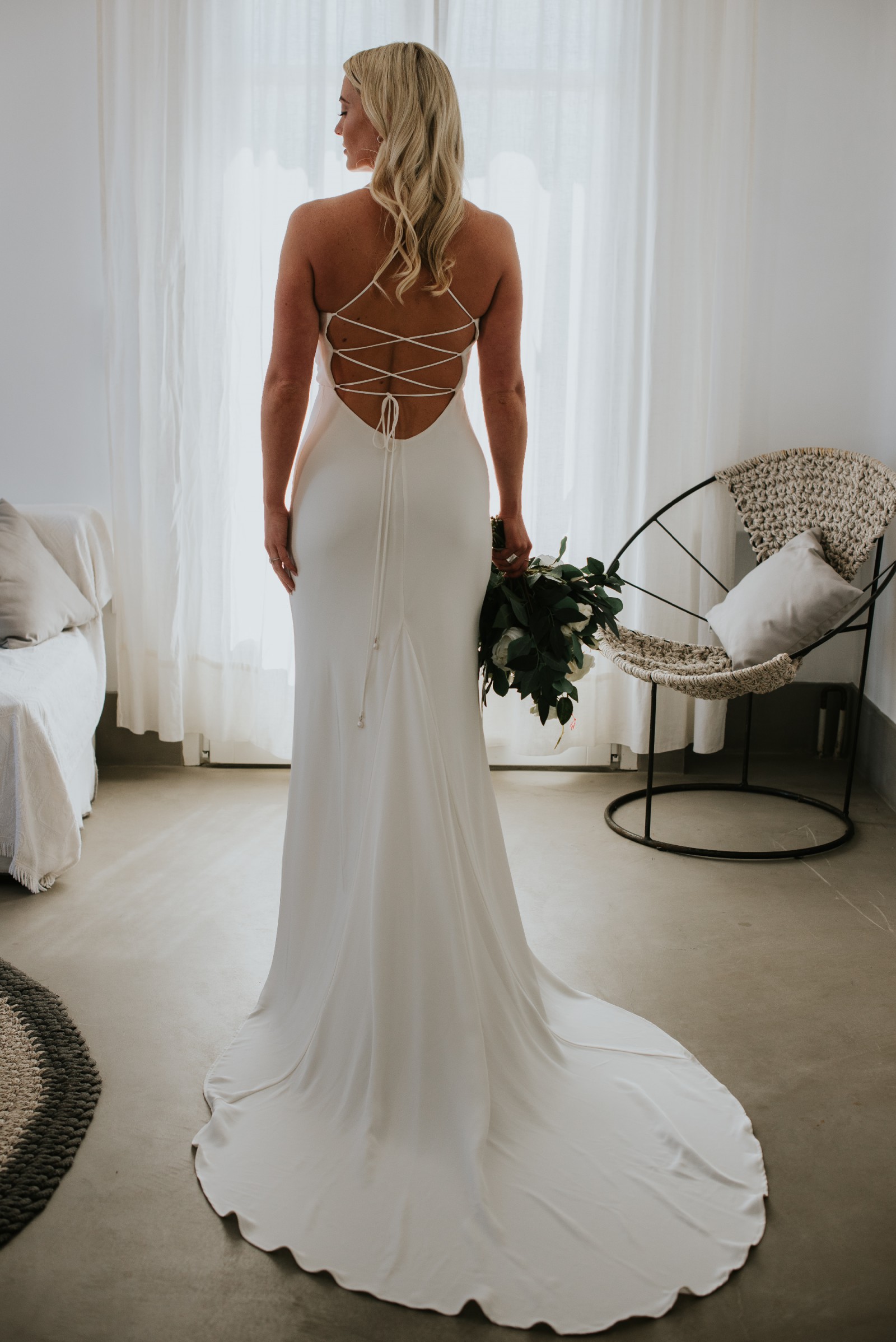 Honey Silk Gown, Lace Wedding Dress