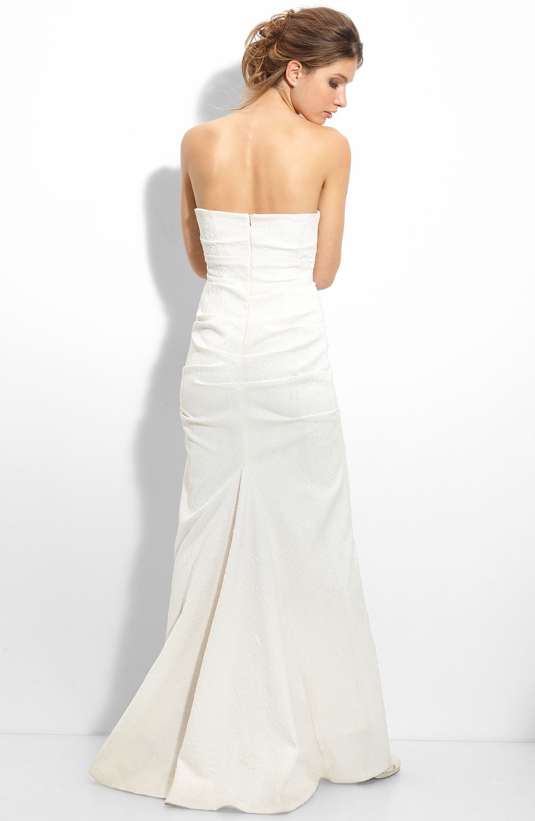 Nicole Miller Pintucked Jacquard Fishtail Gown New Wedding Dress ...
