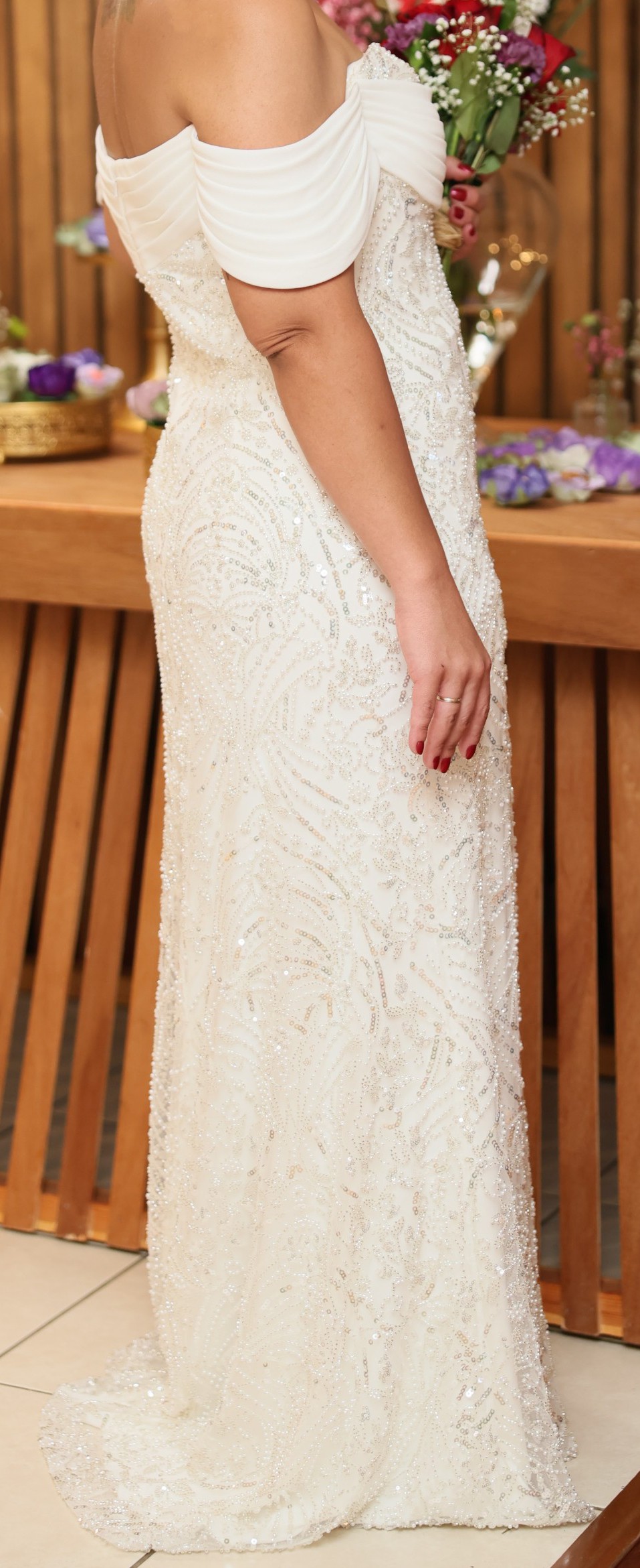 TADASHI SHOJI ホワイトドレープドレス XXS bkq19602lbr_ivory_petal_front_