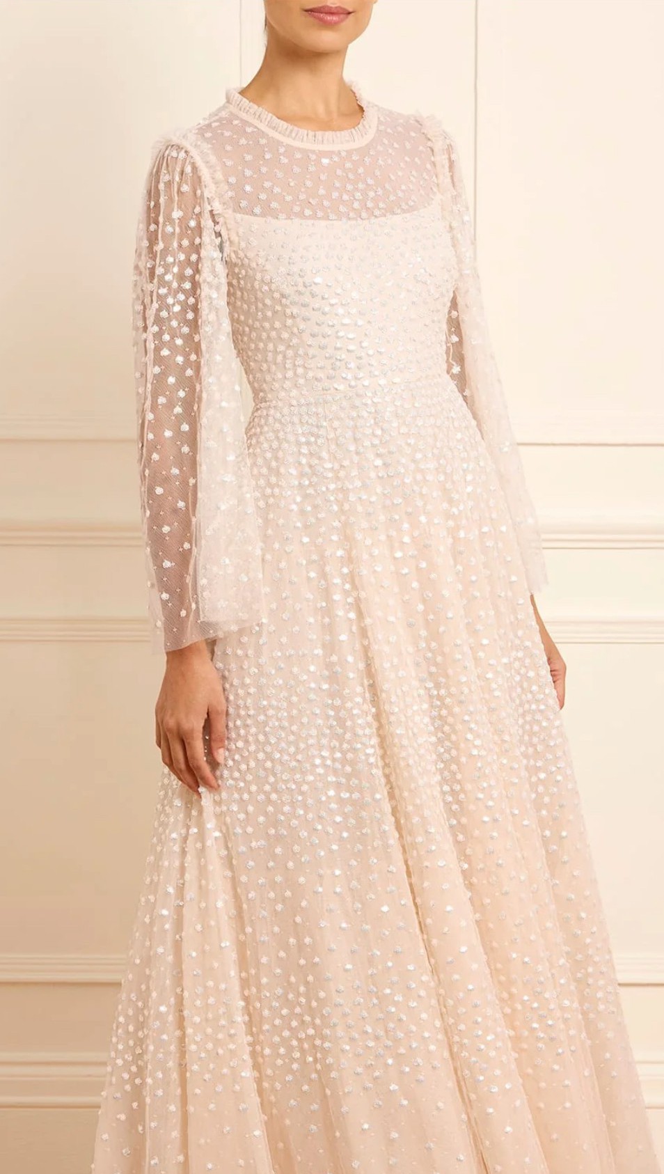 Needle & Thread, Scatter Dot Round Neck Ankle Gown- Current Design New  Wedding Dress Save 33% - Stillwhite