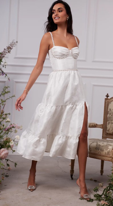 V. Chapman, The Lorenza Dress in White Windsor Brocade Wedding