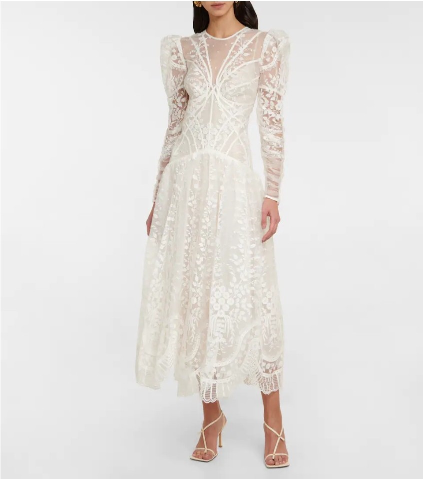 Zimmermann Prima Embroidered Midi New Wedding Dress - Stillwhite