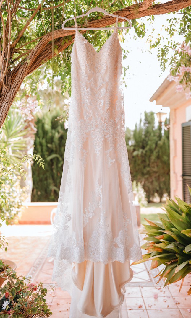 light pink beach wedding dress Beach Boho Dusty Pink Two Piece Wedding Dress | Prom Dress main image 0