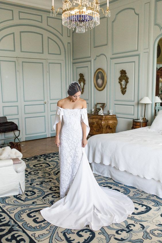 simple wedding dress with cape