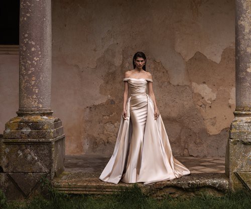 EVANA  Off Shoulder Corset Bodice Sheath Wedding dress – Envious