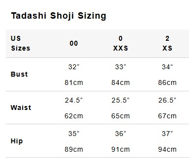 TADASHI SHOJI サイズ6 SIZE GUIDE｜TADASHI SHOJI（タダシ ショージ）公式オンラインショップ