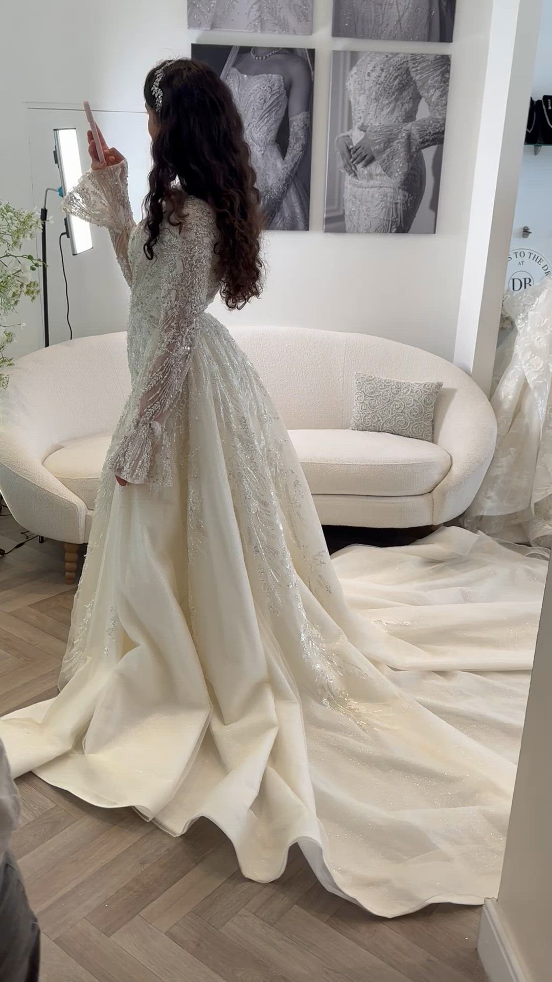 Dahlia Bridal, Modest Mermaid Dress with Detachable Overskirt