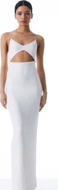 alice and olivia white beaded dress