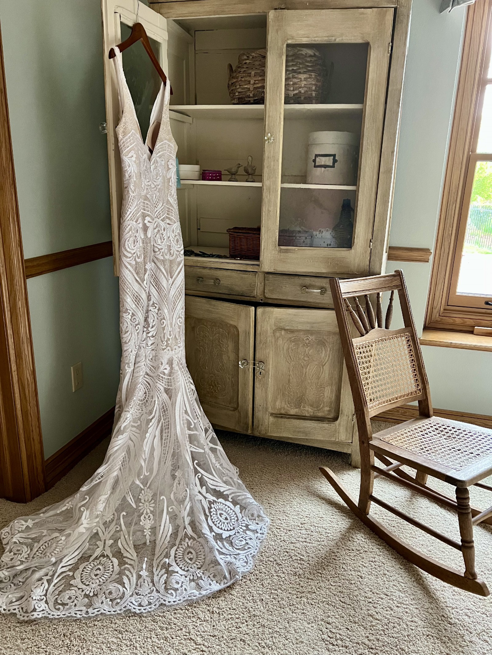 Cicada Bridal, Lulu, Taupe Stretchknit with Channuy Lace & Sequin New Wedding  Dress - Stillwhite