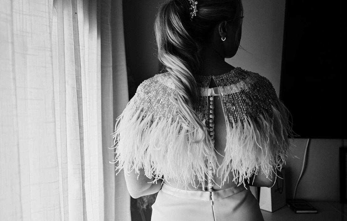 Jenny packham feather outlet cape