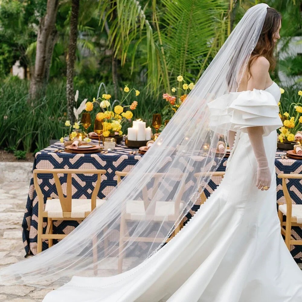 elegant wedding dress with veil Pearl Veil Gown– Teuta Matoshi main image 1